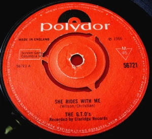 The G.T.O.'s She Rides With Me/Rudy Vadoo 7"UK ORIG'66 Surf/Hot Rod/Garage VINYL - Picture 1 of 8