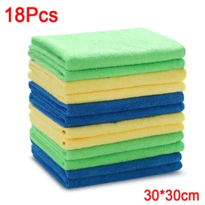 18 x Large Microfibre Buffing Cloths Car Cleaning Valeting Waxing Polishing Wash - Picture 1 of 7