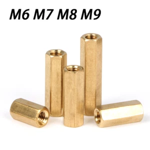 M6 M7 M8 M9 Ottone Collegamento Esagono Barra di Collegamento Barra Borchio Dadi Lunghi - Foto 1 di 9