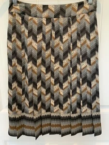 TALBOTS Womens Size 2 Gray Chevron Lined Size Zip Box Pleated A-Line Skirt NEW - Picture 1 of 5