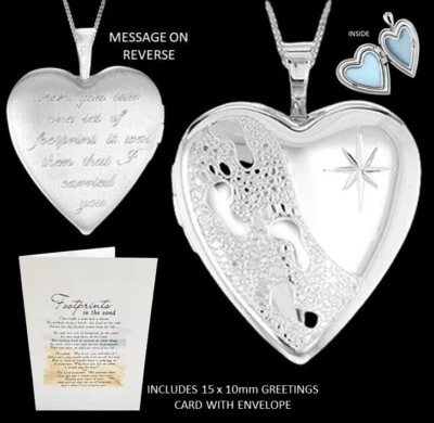 Huellas en la arena medallón fotográfico 19 mm de ancho 18" cadena de acero plata de ley 925 Foto 1 de 4