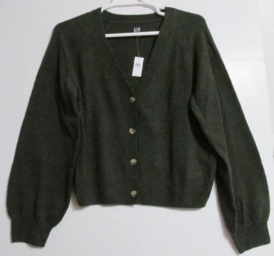 Cárdigan suéter verde oscuro talla X-grande para mujer GAP 4 botones #792149 Foto 1 de 4