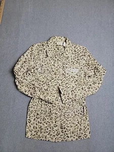 Chicos Field Jacket Womens 0 Beige Olive Green Leopard Zip Snap Pockets Stretch - Picture 1 of 17