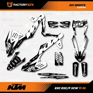 White Racing Graphics Kit fits KTM 17-19 EXC EXCF XCW 125 150 200 250 300 450 - Picture 1 of 5