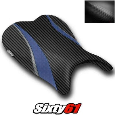 Cubierta de asiento delantera carbono Suzuki GSXR 600 750 2006 2007 borde azul oscuro Luimoto Foto 1 de 2