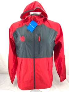 NUOVO Utah Utes Columbia Flash Forward Red Giacca a vento con cappuccio Grigio Uomo L - Foto 1 di 9