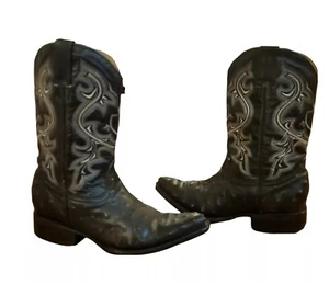Botas Y Botines Cuero Gator Negro Punta Punta Pull On Mujeres Botas de Vaquero Talla 3 - Imagen 1 de 12