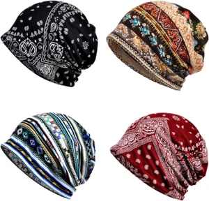 4 PCS Women Baggy Slouchy Beanie Chemo Hat Cap Slouchy Snood Hat Cancer Headwear - Picture 1 of 12