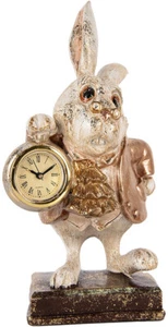 Clayre & Eef Deko-Kaninchen mit Uhr Vintage Landhausstil Polyresin Gold - Bild 1 von 4