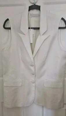 Blazer Anne Fontaine Chala de lino sin mangas talla 44 nuevo con etiquetas Foto 1 de 4