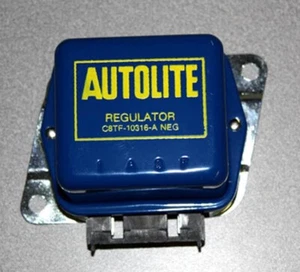 NEW! 1967 - 1969 Mustang Voltage Regulator Blue w/ Yellow Autolite Logo - Picture 1 of 3