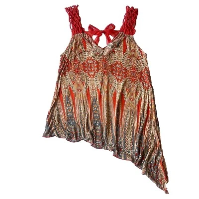 Top Free People M Túnica Bohemia India Colorido Lazo Asimétrico Hada Viscosa Foto 1 de 4