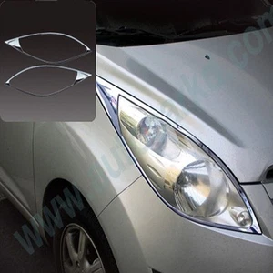 Chrome Head Light Lamp Trim 2p For 2010 2011 2012 Chevy Spark - Picture 1 of 1