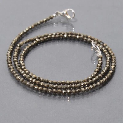 Collar redondo facetado pirita de oro natural con cuentas de 2,5 mm 18" Foto 1 de 4