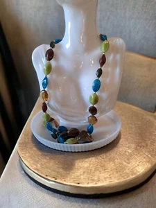 VINTAGE STATEMENT Halskette klobig glitzernd/gesprenkelt Kunststoff Perle Multi Awesome. - Bild 1 von 11