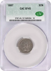 1887 Three Cent Nickel EF45 CACG - Picture 1 of 4