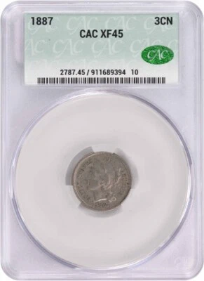 1887 Three Cent Nickel EF45 CACG - Image 1 of 4