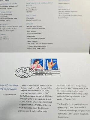 US Stamp Sc2783-4, Deaf Communication, FDC, Used F/VF CV$7.50 (504SP45) - Image 1 of 2