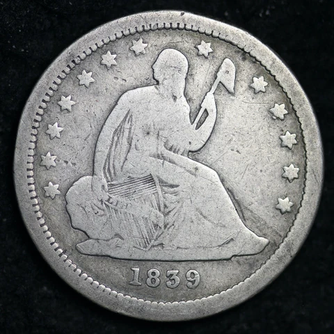 1839 Seated Liberty Silver Quarter CHOICE FINE FREE SHIPPING E320 RMT Cover