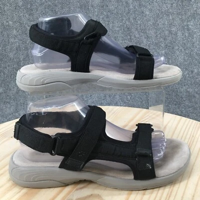 Easy Spirit Sandals Womens 9.5 M Strappy Hook & Loop Flats Comfort Black Fabric - Image 1 of 4