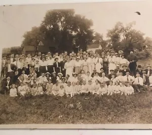 Black And White Antique Photograph Picture 8.5x6.5 Village Family Vintage Core - Picture 1 of 7