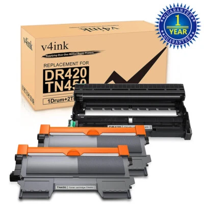v4ink 兼容 2x TN450 TN420 碳粉 适用于 Brother HL-2270dw 2230 MFC-7240 — 第 1/4 张图片