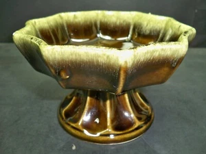 Vintage Hull Art Pottery Green Drip Footed Compote Trinket Candy Dish F83 USA - Picture 1 of 10