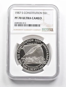 PF70 UCAM 1987-S Constitution Bicentennial Commemorative Silver Dollar NGC *9837 - Picture 1 of 3