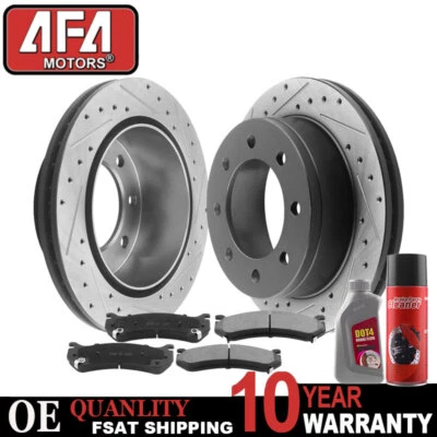 Rotor de freno trasero + pastillas de freno para Chevy GMC Silverado Sierra 2500 3500 2004-2010 Foto 1 de 4