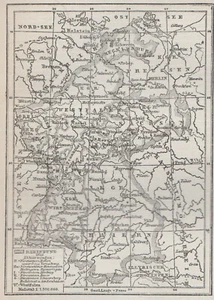 Orig. historische Karte von 1886 - Rheinbund - 10 x 14 cm - Maßstab 1:7.000.000 - Bild 1 von 1