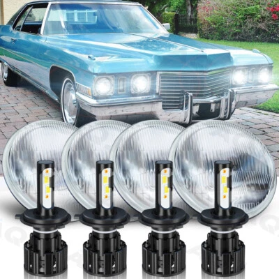 4PCS 5.75 5-3/4" Chrome LED Headlights For Cadillac DeVille 62-74 Calais 65-74 - Image 1 of 4