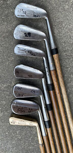 7 Club Composite Set Antique Hickory Wood Shaft Flanged Irons Play Ready