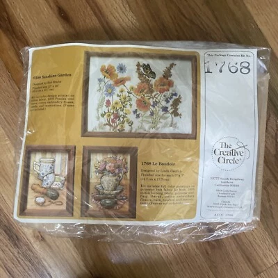 Vintage Embroidery Kits~The Creative Circle~#1768~2 Projects~Includes 2 Frames - Image 1 of 4