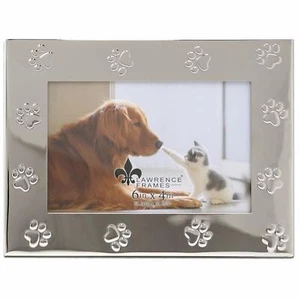 Lawrence 6x4 Silver Metal Paw Print Picture Frame (Same Shipping Any Qty) - Picture 1 of 5