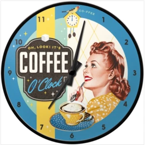 Coffee O'Clock Wall Clock - Nostalgic Art - Picture 1 of 1