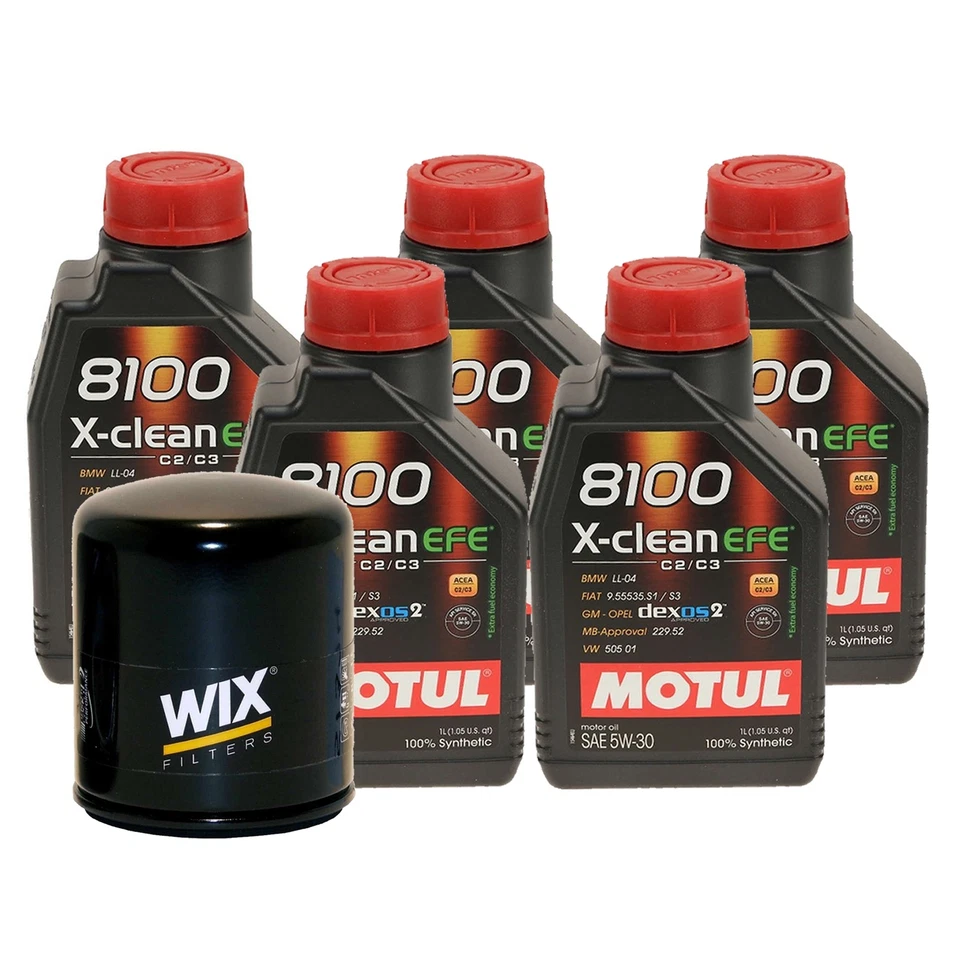 Kit de cambio de aceite de motor filtro Wix 5L Motul 8100 X-CLEAN EFE 5W30 para Volvo 960 C70 Foto 1 de 1