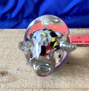 Handmade Vintage Art Glass Paperweight Pig - Pre-owned - Picture 1 of 6