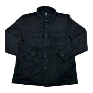 Frye Western Wildlederimitat Hemd Jacke Shacket Herren Medium Druckknopf Taschen schwarz - Bild 1 von 9