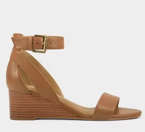 New Aerosoles Willowbrook Leather Wedge Heel Ankle Strap Sandals Tan Size 7 - Imagen 1 de 7