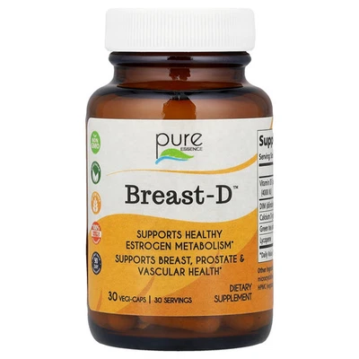 Pure Essence Breast-D 30 Vegi-Caps Sem Laticínios, Sem Glúten, Sem Artificial - Imagem 1 de 2