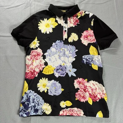 Blusa para mujer Fred Perry negra floral de seda talla 6 Foto 1 de 4