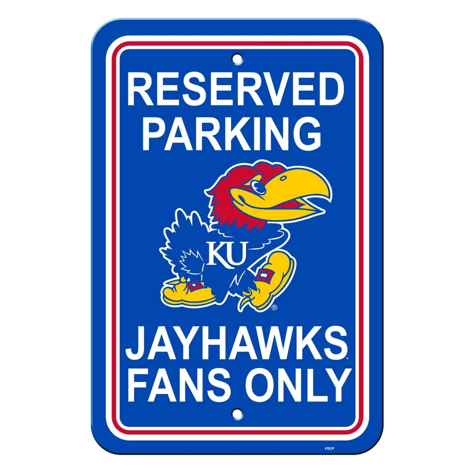 Kansas Jayhawks Sign 12x18 Plastic Reserved Parking Style CO - Image 1 of 1