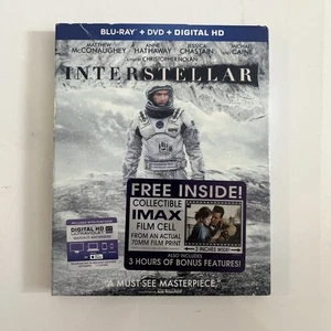 Interstellar (Blu-ray/DVD, 2014, 3-Disc) With 70mm IMAX Film Cell, W/slipcover - Picture 1 of 9