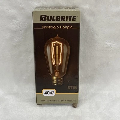 BulBrite Teardrop Nostalgic Hairpin Light Bulb Warm White 40 Watts ST18 #134018 - Image 1 of 4