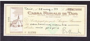 Miniassegno Cassa Rurale di Taio 150 L 28-5-1977 - Picture 1 of 1