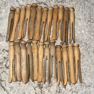 Vintage 24 Wäscheklammern Rundkopf Primitive Landhaus Deko Handarbeit Landhaus - Bild 1 von 4