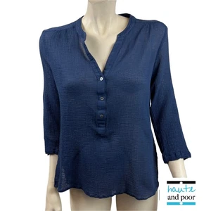 Tommy Bahama Damenbluse Small dunkelblau Popover Baumwolle Gaze - Bild 1 von 7