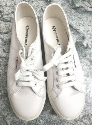 Superga S00C790 Platform Fashion Sneaker, White Leather, Women's 8.5 OR Men's 7. - Image 1 of 4