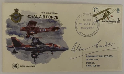 GB 50th ANNIVERSARY ROYAL AIR FORCE 1918 - 1968 FDC Signed by Douglas Bader - Image 1 of 2
