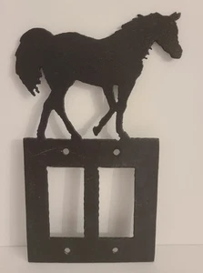 Copritarga Vintage Doppio Toggle ACCENTI CASA Tema Cavallo Decorazione Metallo Nero - Foto 1 di 8
